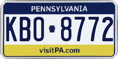 PA license plate KBO8772