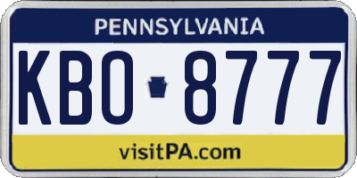 PA license plate KBO8777