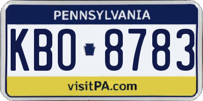 PA license plate KBO8783