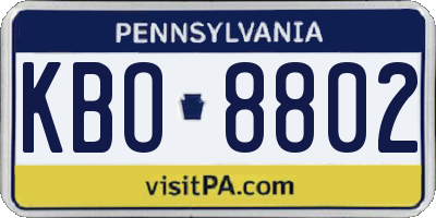 PA license plate KBO8802