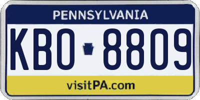 PA license plate KBO8809