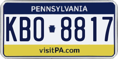 PA license plate KBO8817