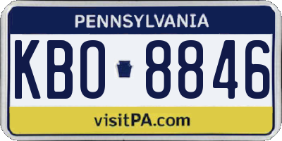 PA license plate KBO8846
