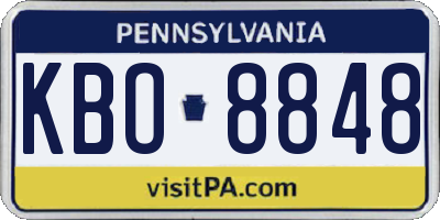 PA license plate KBO8848