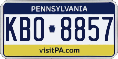 PA license plate KBO8857