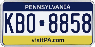 PA license plate KBO8858