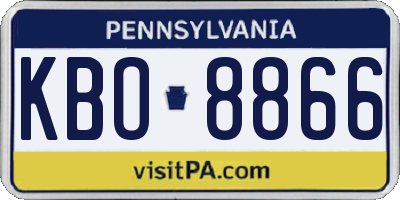 PA license plate KBO8866
