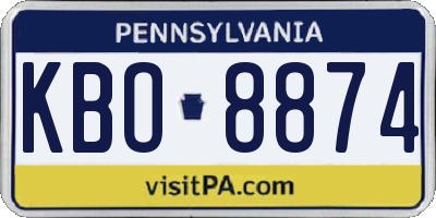 PA license plate KBO8874