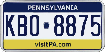 PA license plate KBO8875