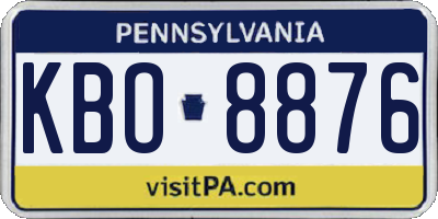 PA license plate KBO8876