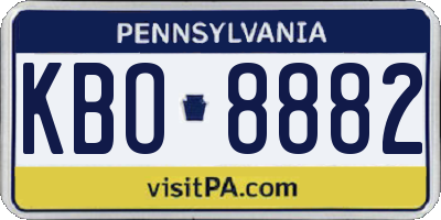 PA license plate KBO8882