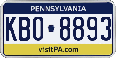 PA license plate KBO8893