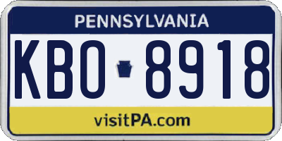 PA license plate KBO8918