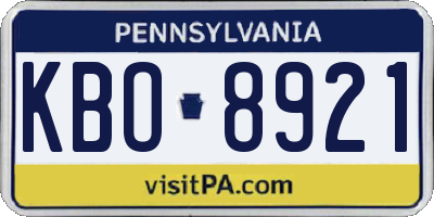 PA license plate KBO8921