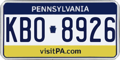PA license plate KBO8926