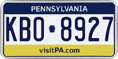 PA license plate KBO8927