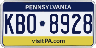 PA license plate KBO8928