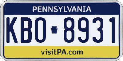 PA license plate KBO8931