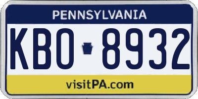 PA license plate KBO8932