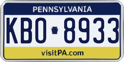 PA license plate KBO8933