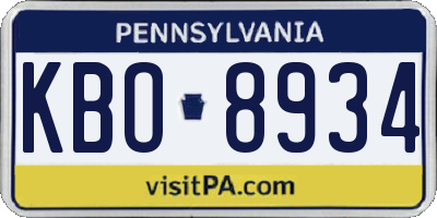 PA license plate KBO8934