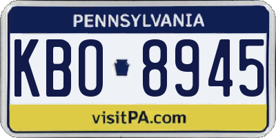 PA license plate KBO8945
