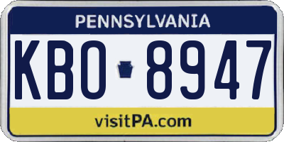 PA license plate KBO8947