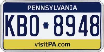 PA license plate KBO8948