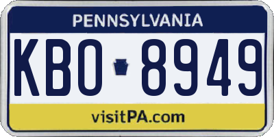 PA license plate KBO8949