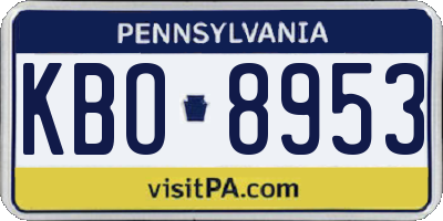 PA license plate KBO8953