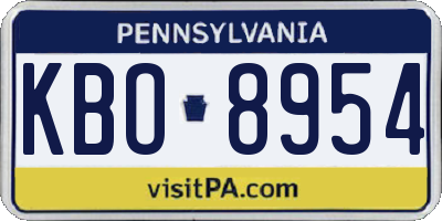 PA license plate KBO8954