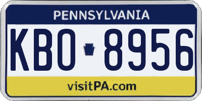 PA license plate KBO8956