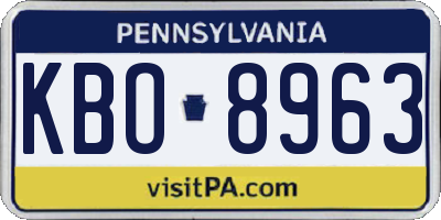 PA license plate KBO8963