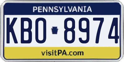 PA license plate KBO8974