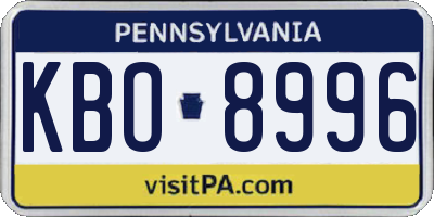 PA license plate KBO8996