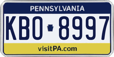 PA license plate KBO8997
