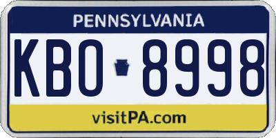 PA license plate KBO8998