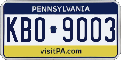 PA license plate KBO9003