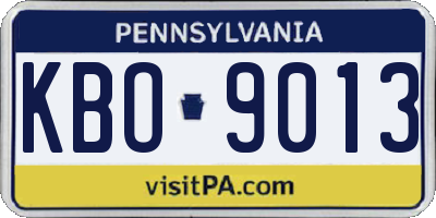 PA license plate KBO9013