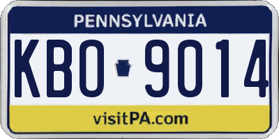 PA license plate KBO9014