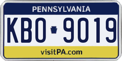 PA license plate KBO9019