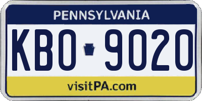 PA license plate KBO9020