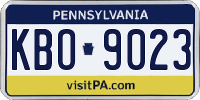 PA license plate KBO9023