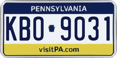 PA license plate KBO9031
