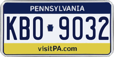 PA license plate KBO9032