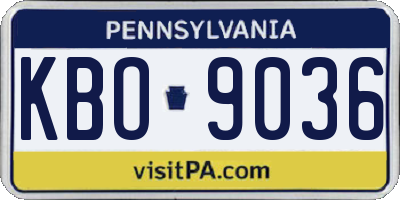 PA license plate KBO9036