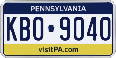 PA license plate KBO9040