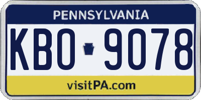 PA license plate KBO9078