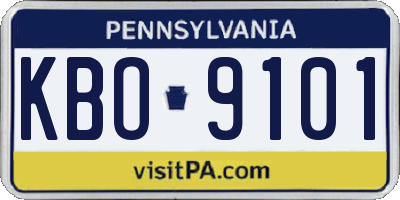 PA license plate KBO9101