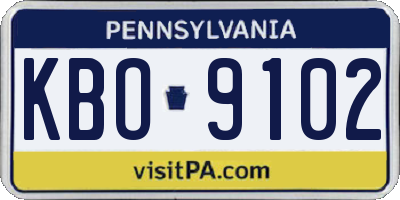 PA license plate KBO9102